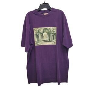 Hand Printed Mens 2XL Upcycled Architecture Columns Castle Short Sleeve Tee